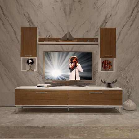 Decoraktiv Eko 5da Mdf Std Silver Tv Ünitesi Tv Sehpası - Beyaz Ceviz