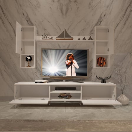 Decoraktiv Eko 5da Slm Dvd Silver Tv Ünitesi Tv Sehpası - Parlak Beyaz