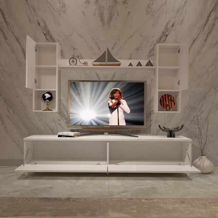 Decoraktiv Eko 5da Slm Std Silver Tv Ünitesi Tv Sehpası - Parlak Beyaz