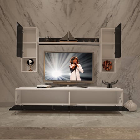Decoraktiv Eko 5da Slm Std Silver Tv Ünitesi Tv Sehpası - Beyaz Siyah