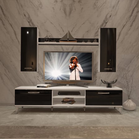 Decoraktiv Eko 7 Mdf Dvd Silver Tv Ünitesi Tv Sehpası - Beyaz Siyah