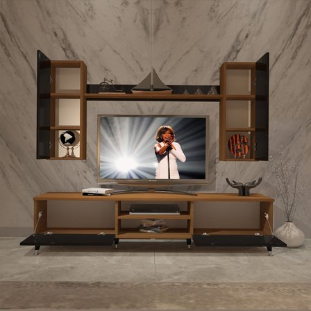 Decoraktiv Eko 7 Mdf Dvd Silver Tv Ünitesi Tv Sehpası - Ceviz Siyah