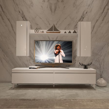 Decoraktiv Eko 7 Mdf Std Silver Tv Ünitesi Tv Sehpası - Parlak Beyaz