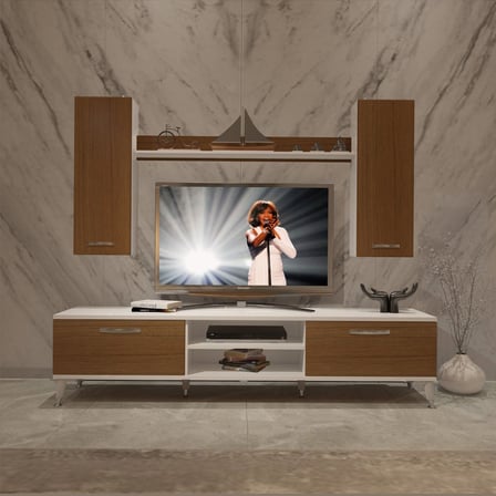 Decoraktiv Eko 7 Slm Dvd Silver Tv Ünitesi Tv Sehpası - Beyaz Ceviz