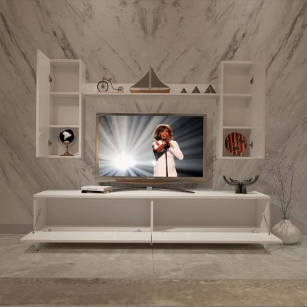 Decoraktiv Eko 7 Slm Std Silver Tv Ünitesi Tv Sehpası - Parlak Beyaz