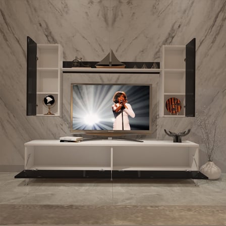 Decoraktiv Eko 7 Slm Std Silver Tv Ünitesi Tv Sehpası - Beyaz Siyah