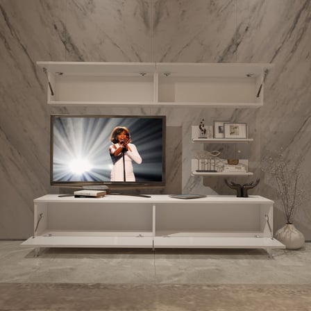 Decoraktiv Eko 5 Slm Std Silver Tv Ünitesi Tv Sehpası - Parlak Beyaz