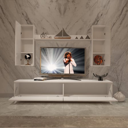 Decoraktiv Eko 5d Mdf Std Retro Tv Ünitesi Tv Sehpası - Parlak Beyaz