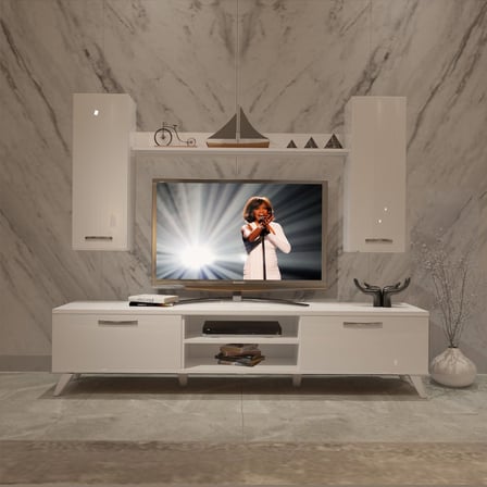 Decoraktiv Eko 5d Slm Dvd Retro Tv Ünitesi Tv Sehpası - Parlak Beyaz