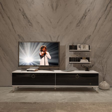 Decoraktiv Eko 4 Mdf Std Gold Tv Ünitesi Tv Sehpası - Beyaz Siyah