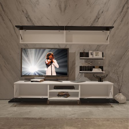 Decoraktiv Eko 5 Mdf Dvd Gold Tv Ünitesi Tv Sehpası - Beyaz Siyah