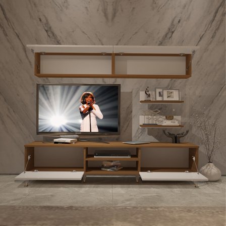 Decoraktiv Eko 5 Mdf Dvd Gold Tv Ünitesi Tv Sehpası - Ceviz Beyaz