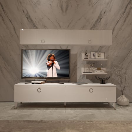 Decoraktiv Eko 5 Mdf Std Gold Tv Ünitesi Tv Sehpası - Parlak Beyaz