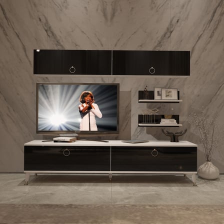 Decoraktiv Eko 5 Mdf Std Gold Tv Ünitesi Tv Sehpası - Beyaz Siyah