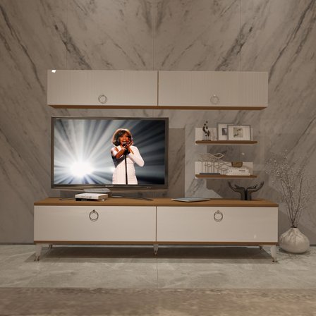 Decoraktiv Eko 5 Mdf Std Gold Tv Ünitesi Tv Sehpası - Ceviz Beyaz