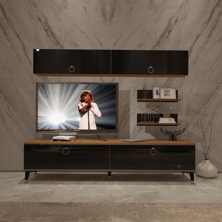 Decoraktiv Eko 5 Mdf Std Gold Tv Ünitesi Tv Sehpası - Ceviz Siyah
