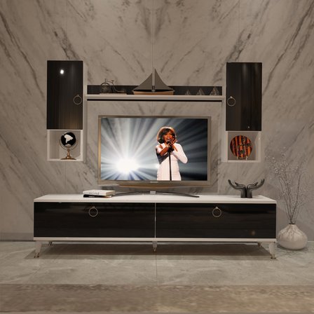 Decoraktiv Eko 5da Mdf Std Gold Tv Ünitesi Tv Sehpası - Beyaz Siyah