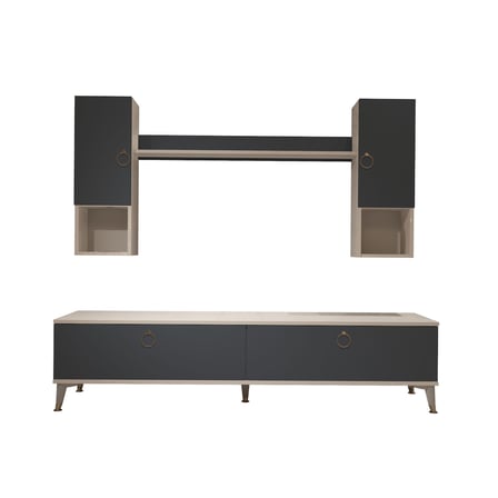 Decoraktiv Eko 5da Mdf Std Gold Tv Ünitesi Tv Sehpası - Beyaz Antrasit