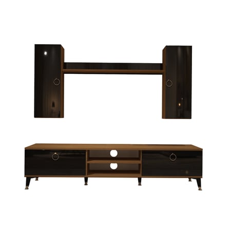 Decoraktiv Eko 7 Mdf Dvd Gold Tv Ünitesi Tv Sehpası - Ceviz Siyah