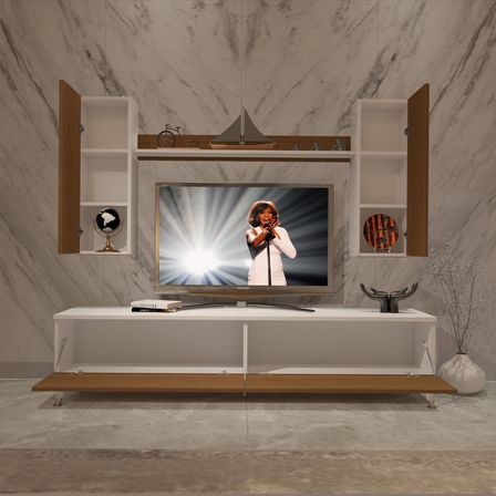 Decoraktiv Eko 7 Mdf Std Gold Tv Ünitesi Tv Sehpası - Beyaz Ceviz