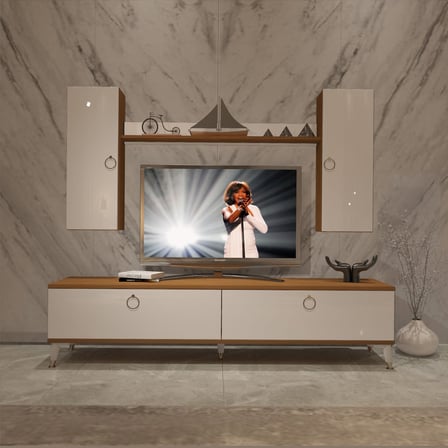 Decoraktiv Eko 7 Mdf Std Gold Tv Ünitesi Tv Sehpası - Ceviz Beyaz