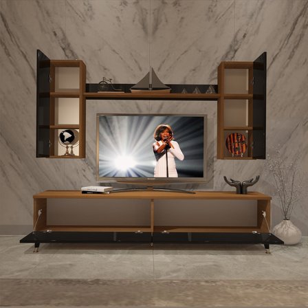 Decoraktiv Eko 7 Mdf Std Gold Tv Ünitesi Tv Sehpası - Ceviz Siyah