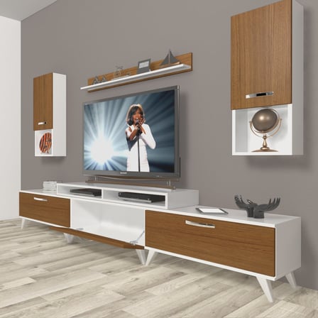 Decoraktiv Ekoflex 270da Slm Retro Tv Ünitesi Tv Sehpası - Beyaz Ceviz