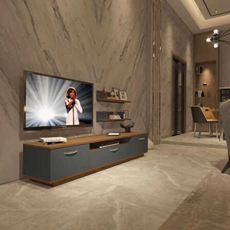 Decoraktiv Trendstyle 4 Mdf Tv Ünitesi Tv Sehpası - Ceviz - Antrasit