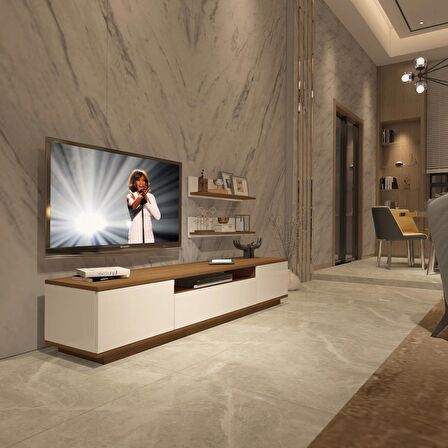 Decoraktiv Trendstyle 4S Mdf Tv Ünitesi Tv Sehpası - Ceviz - Beyaz