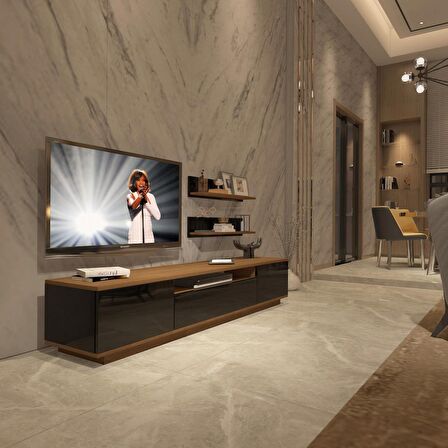 Decoraktiv Trendstyle 4S Mdf Tv Ünitesi Tv Sehpası - Ceviz - Siyah