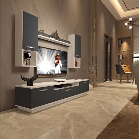 Decoraktiv Trendstyle 5DA Mdf Tv Ünitesi Tv Sehpası - Beyaz - Antrasit