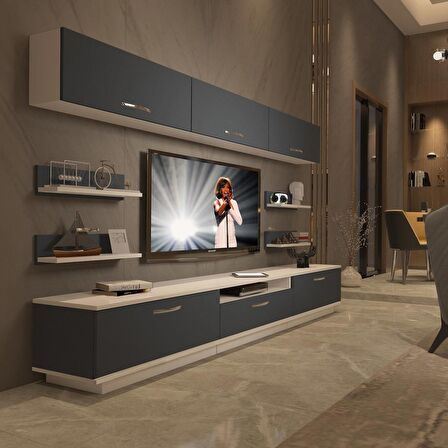Decoraktiv Trendstyle 8Y Mdf Tv Ünitesi Tv Sehpası - Beyaz - Antrasit