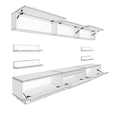 Decoraktiv Trendstyle 8Y Mdf Tv Ünitesi Tv Sehpası - Beyaz - Antrasit