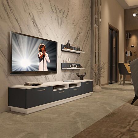 Decoraktiv Trendstyle 220R Mdf Tv Ünitesi Tv Sehpası - Beyaz - Antrasit