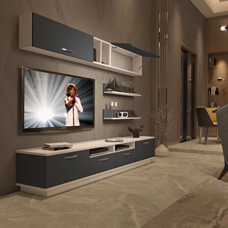 Decoraktiv Trendstyle 5220 Mdf Tv Ünitesi Tv Sehpası - Beyaz - Antrasit