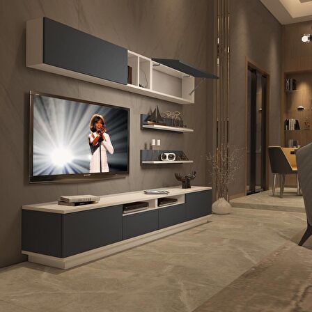 Decoraktiv Trendstyle 5220S Mdf Tv Ünitesi Tv Sehpası - Beyaz - Antrasit