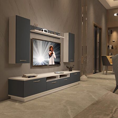 Decoraktiv Trendstyle 5220D Mdf Tv Ünitesi Tv Sehpası - Beyaz - Antrasit