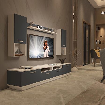 Decoraktiv Trendstyle 5220DA Mdf Tv Ünitesi Tv Sehpası - Beyaz - Antrasit