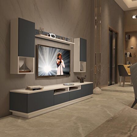 Decoraktiv Trendstyle 5220DAS Mdf Tv Ünitesi Tv Sehpası - Beyaz - Antrasit