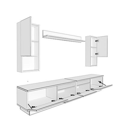 Decoraktiv Trendstyle 5220DAS Mdf Tv Ünitesi Tv Sehpası - Beyaz - Antrasit