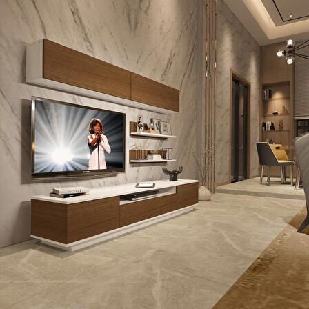 Decoraktiv Trendstyle 5S Mdf Tv Ünitesi Tv Sehpası - Beyaz - Ceviz