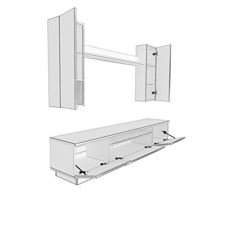 Decoraktiv Trendstyle 5D Mdf Tv Ünitesi Tv Sehpası - Beyaz - Ceviz