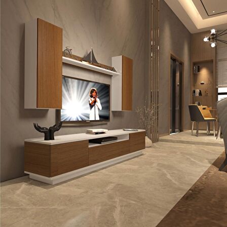Decoraktiv Trendstyle 5DS Slm Tv Ünitesi Tv Sehpası - Beyaz - Ceviz
