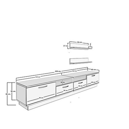 Decoraktiv Trendstyle 220R Mdf Tv Ünitesi Tv Sehpası - Beyaz - Ceviz