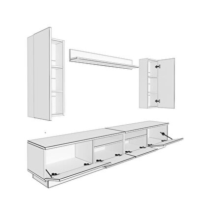 Decoraktiv Trendstyle 5220DS Slm Tv Ünitesi Tv Sehpası - Beyaz - Ceviz