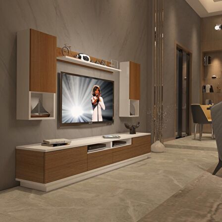 Decoraktiv Trendstyle 5220DAS Mdf Tv Ünitesi Tv Sehpası - Beyaz - Ceviz