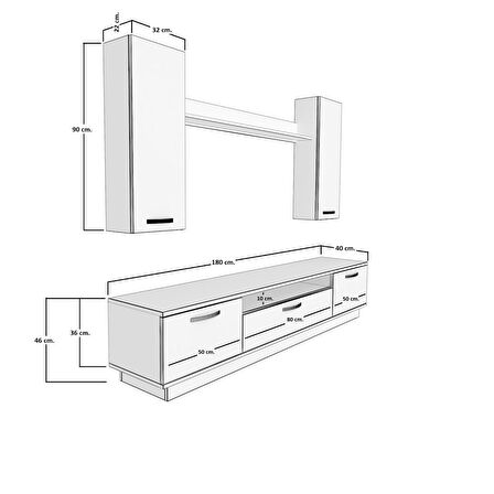 Decoraktiv Trendstyle 5D Mdf Tv Ünitesi Tv Sehpası - Beyaz - Pera