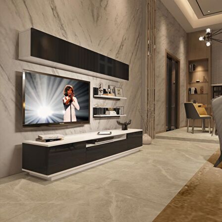 Decoraktiv Trendstyle 5S Mdf Tv Ünitesi Tv Sehpası - Beyaz - Siyah