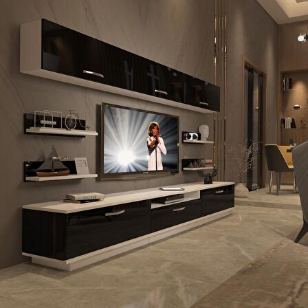 Decoraktiv Trendstyle 8Y Mdf Tv Ünitesi Tv Sehpası - Beyaz - Siyah