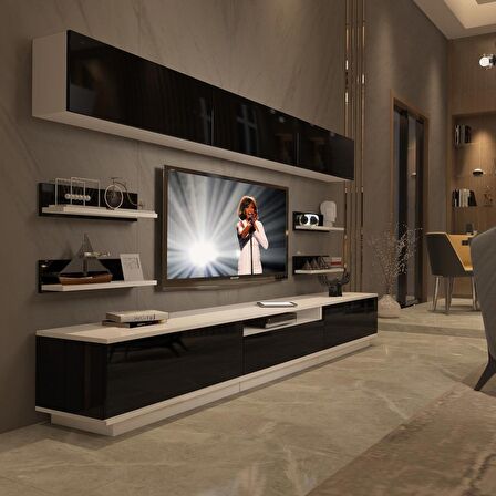 Decoraktiv Trendstyle 8YS Mdf Tv Ünitesi Tv Sehpası - Beyaz - Siyah